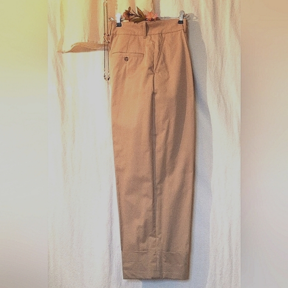 CLUB MONACO Cuffed Ankle Crop High Rise Beige Wide Legs - Picture 12 of 12